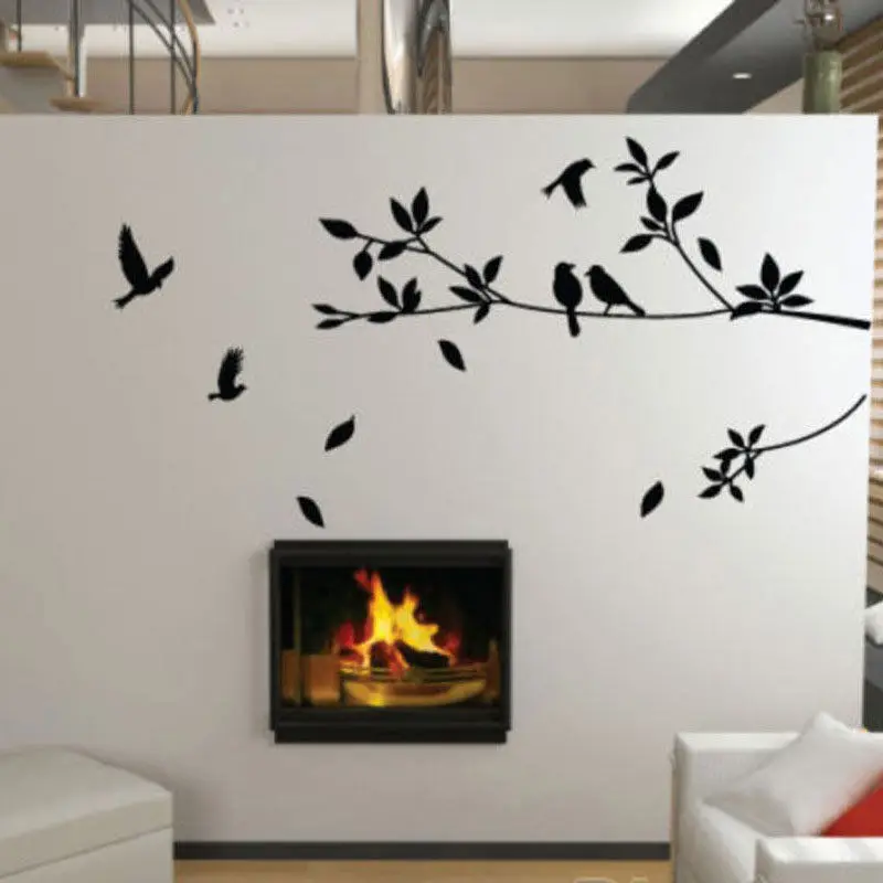 

Removable kids Tree Bird Quote Wall Sticker Mural DIY Room Art Home Decor Living Room Vinyl Wallpaper Self-adhesion T-06