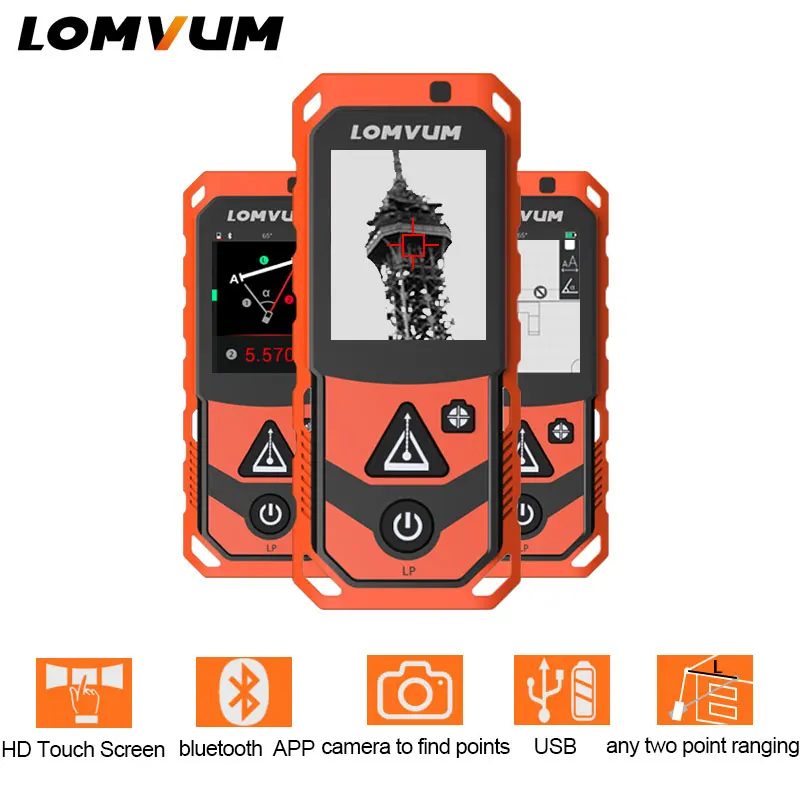 US $88.88 LOMVUM New Arrival Laser Rangefinders Digital Laser Distance 200m Meter Distance BatteryPowered Measurer Laser Camera Function