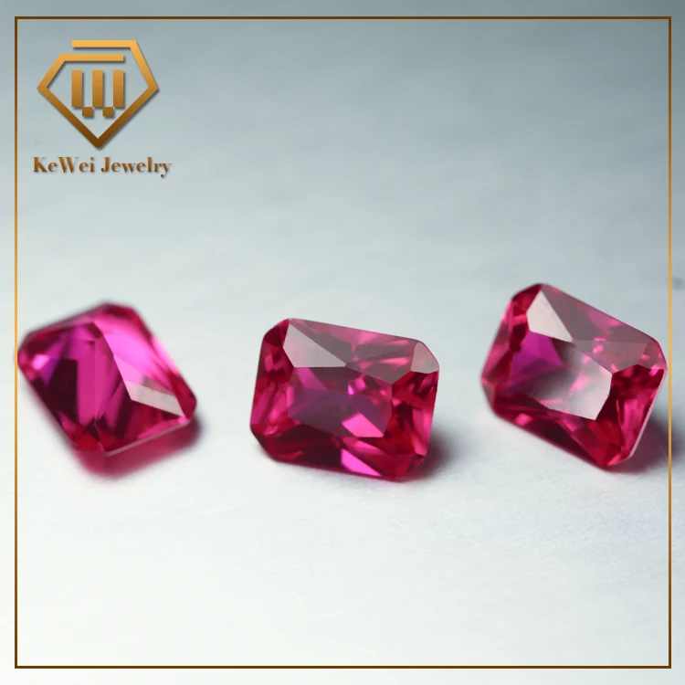 

10pcs Red Stone 3*5mm-13*18mm 5# Octangle Shape Loose Corundum Synthetic Ruby Stone For Jewelry