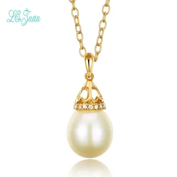 

l&zuan Necklaces Pendants For Women 18K Yellow Gold Fine Jewelry Natural Necklace Freshwater Pearl 0.026CT Diamond Colar