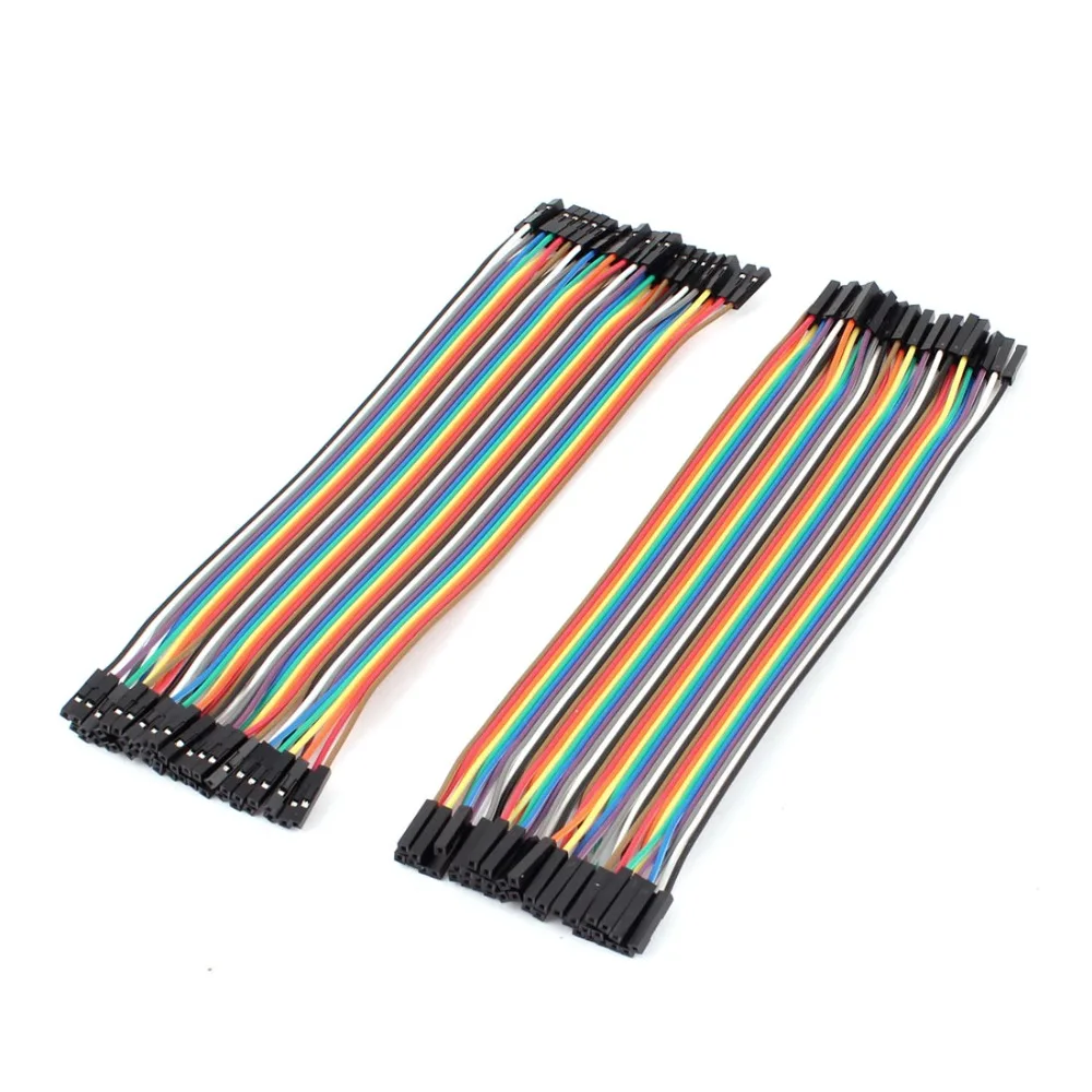 2Pcs 2.54mm 40pin 1P 1P Female to Female Flexible Jumper Wire 20cm For