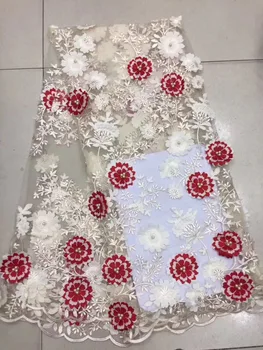 

Black African Lace Fabrics Swiss Voile 3D Flowers Beaded Embroidered Nigerian French Tulle Lace Fabric 5 yards for Wedding A807