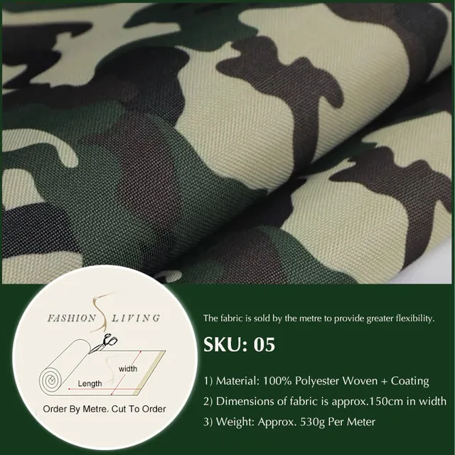 150cm Wide Waterproof Outdoor Military Camo Fabric Moss Green Leaf