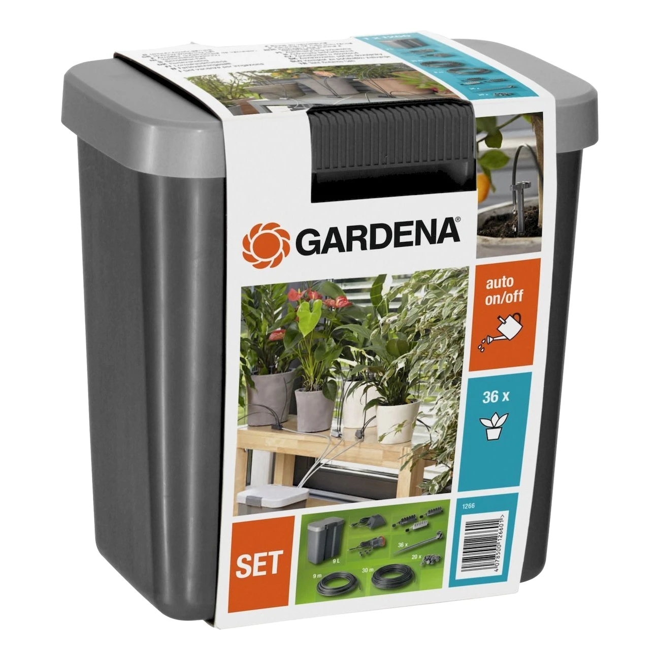 Набор поливочный GARDENA 01266-20.000.00 (Для полива до 36 горшечных растений, шарнирное соединение, влагозащитный корпу