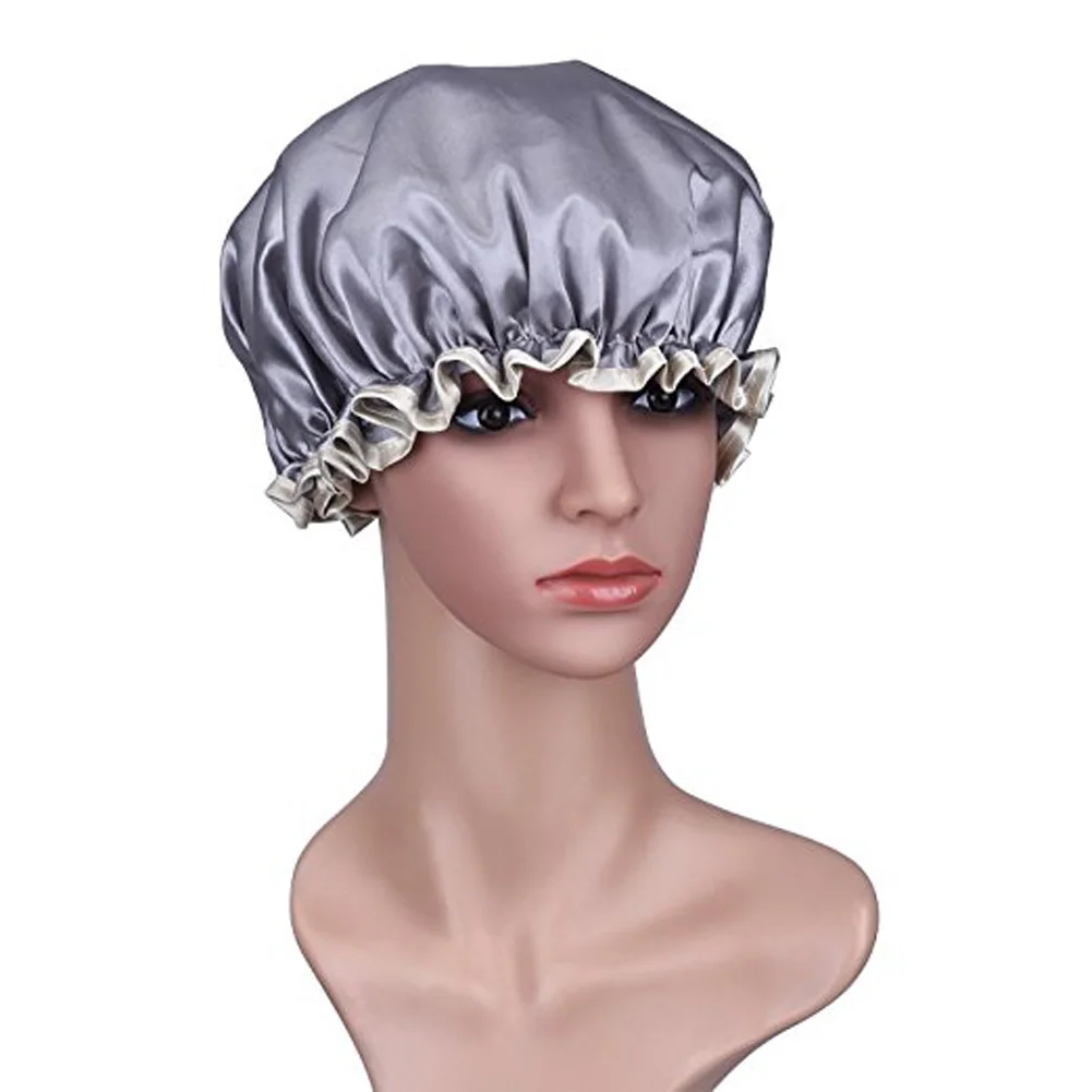 Lovely Thick Women Shower Satin Hats Colorful Bath Shower Caps Hair
