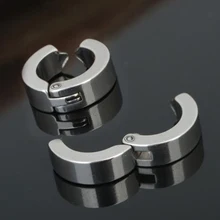 1 шт. титановый, в стиле панк стальной для мужчин и женщин круглый ушной зажим без пирсинга Серьги