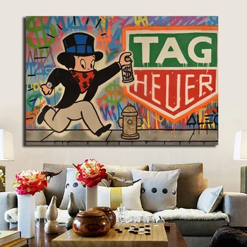 

Alec Monopolyingly Graffiti Street Art Canvas Paintings Prints Canvas Modern Decorative Wall Pictures Home Decoration