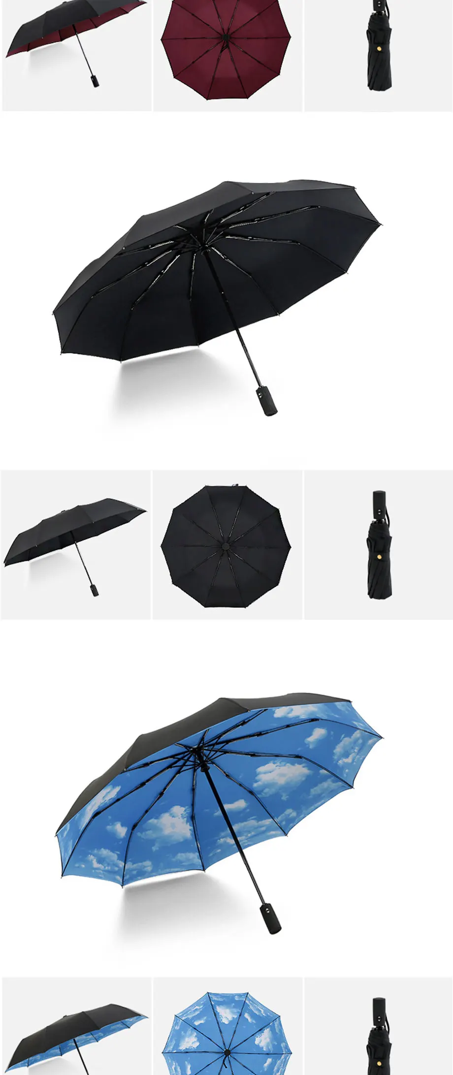 JPZYLFKZL, десять костей, автоматический складной зонт, женский, мужской, автомобильный, роскошный, большой, ветрозащитный, зонт, мужской, дождь, черная краска
