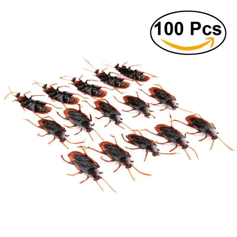 

100pcs Fake Roach Prank Novelty Plastic Cockroach Bugs Look Real for Halloween