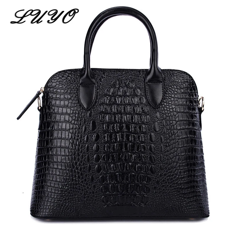 Luyo Genuine Leather Crocodile Shell Top-handle Shoulder Bags Alligator Tote Womens Bag Female Handbag Bolsos Mujer Business