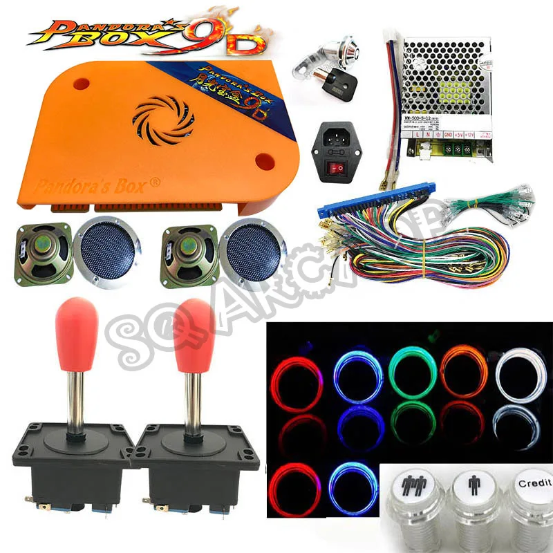 Pandora box 9D 2222 in 1 arcade version jamma game board HDMI VGA DIY arcade ktis with joystick black cap buttons speakers locks Pandora box 9D 2222 in 1 arcade version jamma game board HDMI VGA DIY arcade ktis with joystick black cap buttons speakers locks