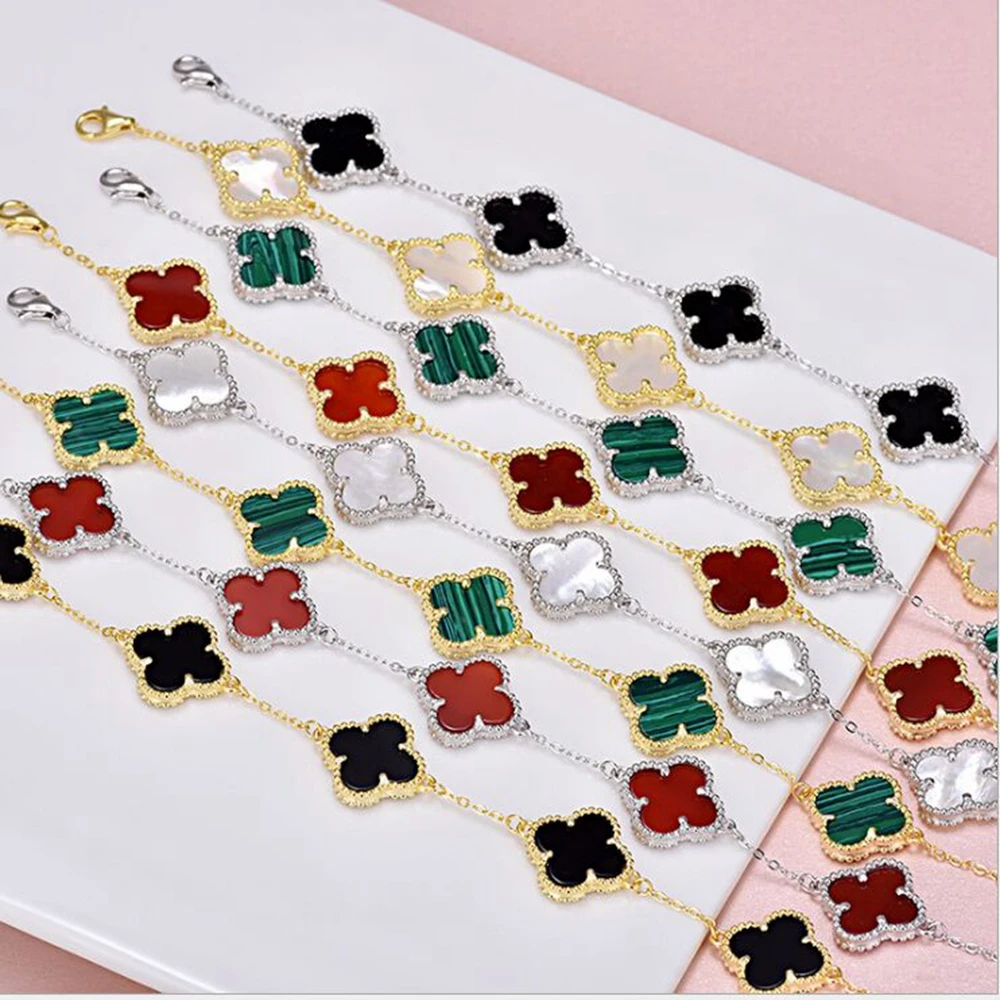 Fancy Color Clover Bracelet For Women Jewelry Four Leaf Clover White