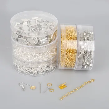 

1Box Metal Iron Ear Hook Clasp Earring Wires And Extend chain For Earrings Components