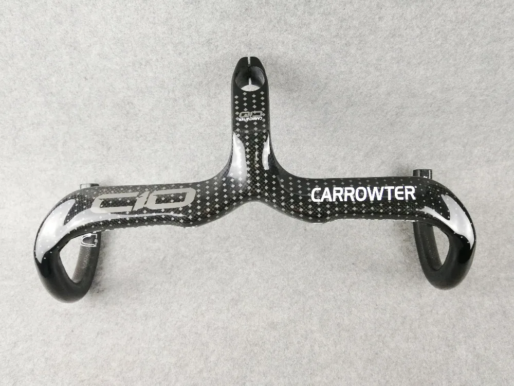 Серебряный Логотип Черный CARROWTER C10 углеродное волокно для велосипеда, руль с 400/420/440 мм* 90/100/110/120 мм Труба из углеродистого волокна 3K Глянцевая/матовая на выбор