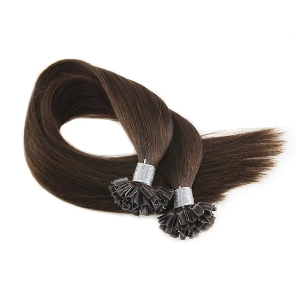 Jual Moresoo 16 24 Inch Nyata Remy U Tip Ekstensi Rambut Fusion Rambut Warna #4 Coklat  terikat Rambut Ekstensi 1G 1 S 50G