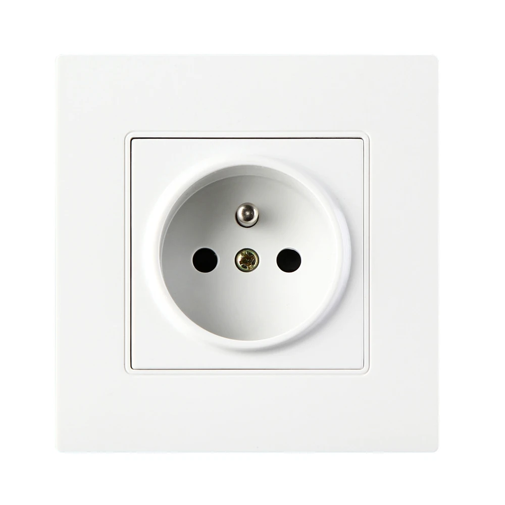 

86 Style Panel French Standard Power Adapter Socket Outlet,Polycarbonate Panel Wall French Standard Three-Pole 16A Wall Socket