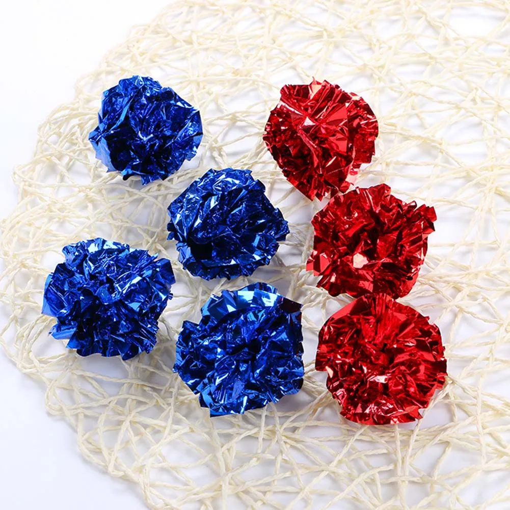 Color Random Multicolor Mylar Crinkle Ball Cat Toys Ring Paper Cat Toy Interactive Sound Ring Paper Kitten Playing Balls