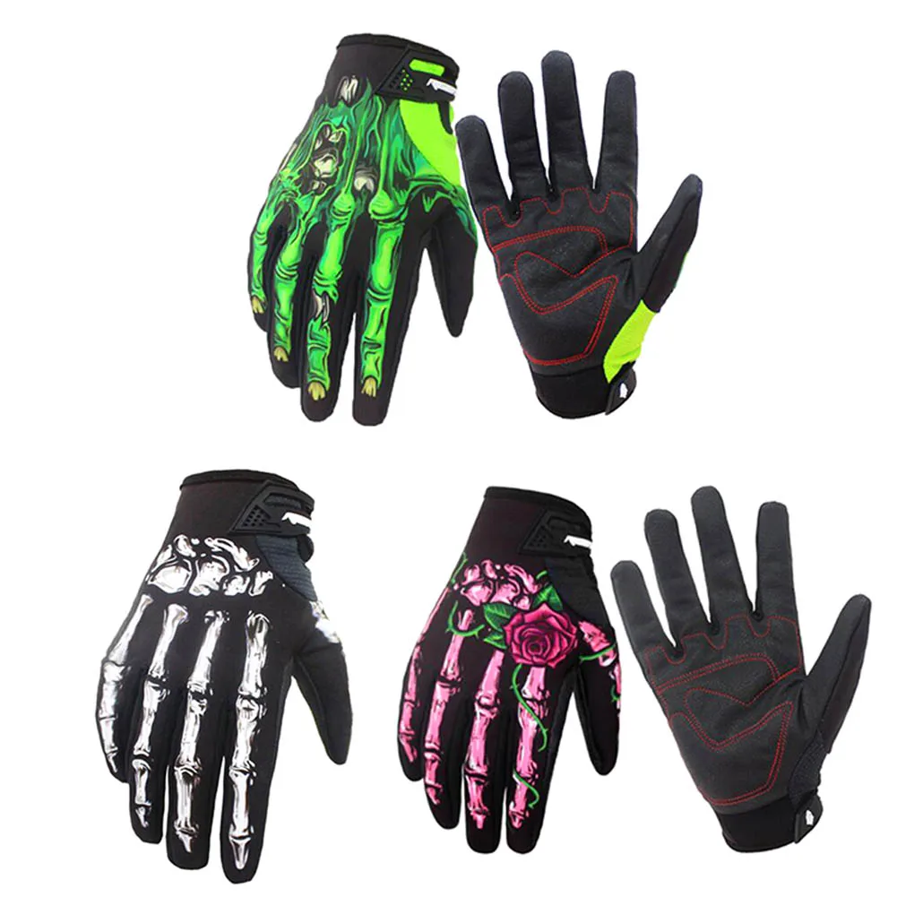3 Color Gloves Full Finger 1 Pair Knight Flower Skeleton Printed Hand