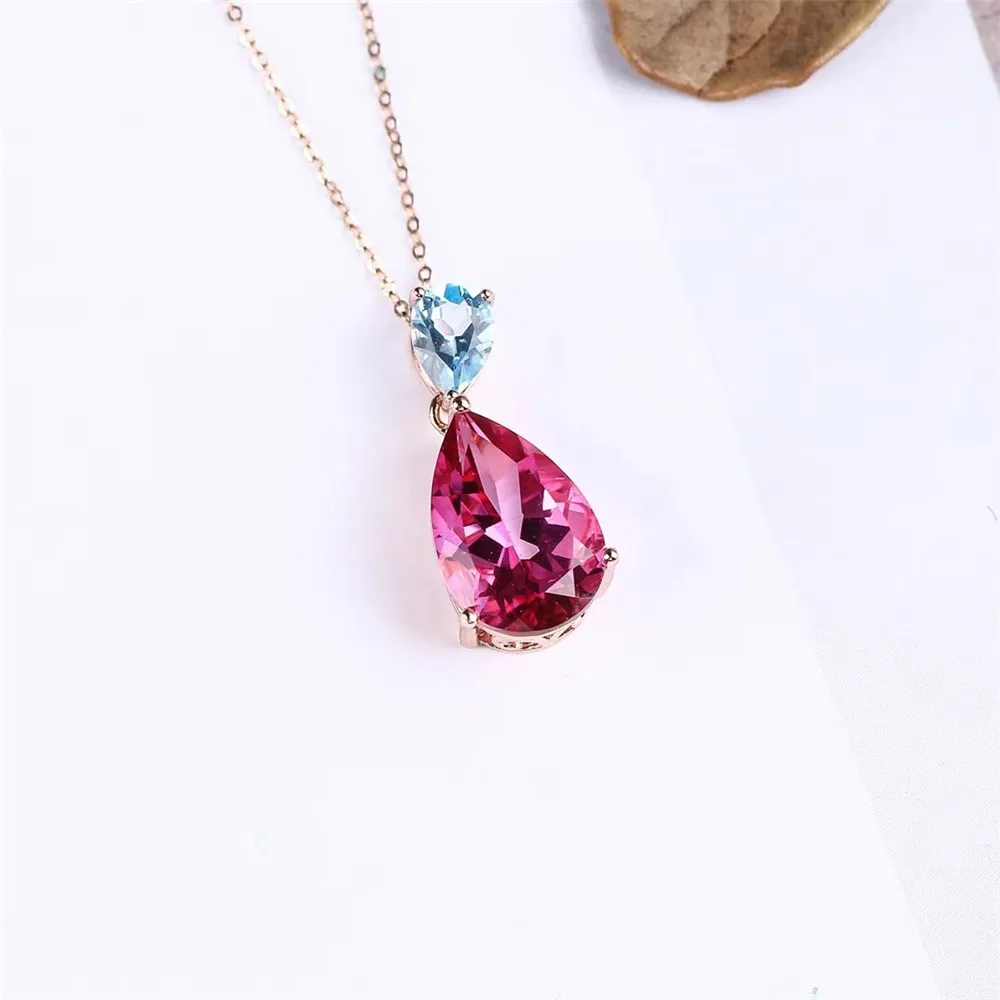 

925 Sterling Silver Claw Natural Topaz Pendant Necklace Sells Collarbone Original Popular Classic Exquisite and Generous