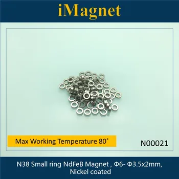 

N00021 iMagnet Hot Sale 20 pcs Strong Small Ring Rare Earth Neodymium Magnet, Dia6- Dia3.5x2mm Nickel coated NdFeB Magnet