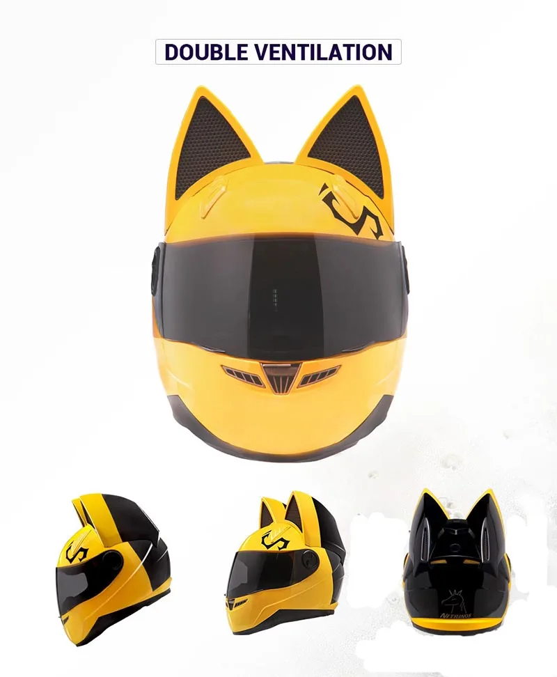 Бренд NITRINOS Черный анфас мотоциклетный шлем персональный шлем в виде кошачьей головы модный мотоциклетный шлем Capacete M/L/XL/XXL