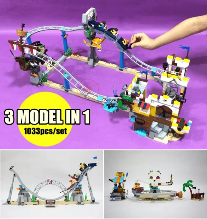 

Toys for children Model 3 in 1 City the Pirate Roller Coaster fit legoings creator technic city Building Blocks 31084 kid gift