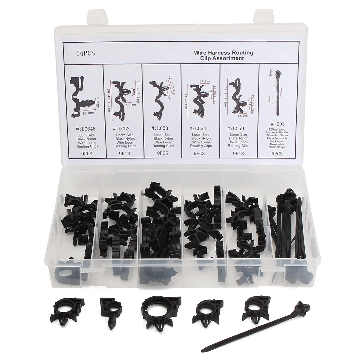 54Pcs Wiring Harness Wire Loom Routing Clip Assortment ... cj7 wire harness routing 