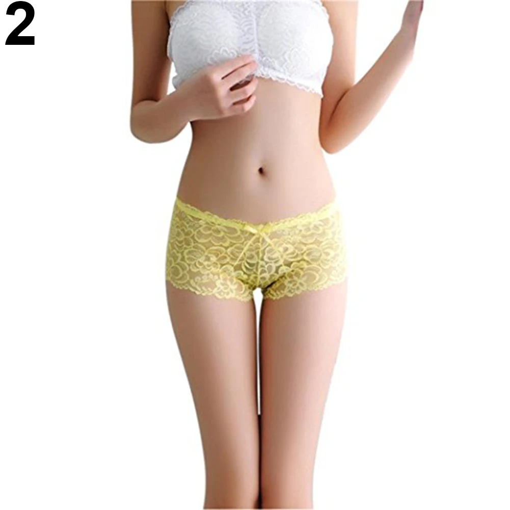 

Women Sexy Lace See Through Briefs Panties Bowknot Thongs Underwear Sleepwear