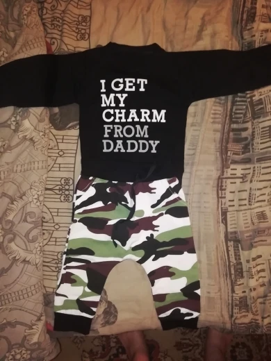 Camouflage Baby Boy Letter T-shirt Tops+Pants Outfits Set
