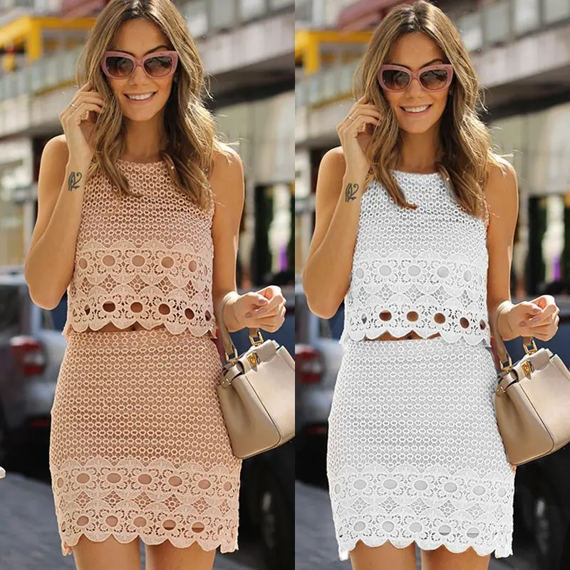 dress with crop top overlay