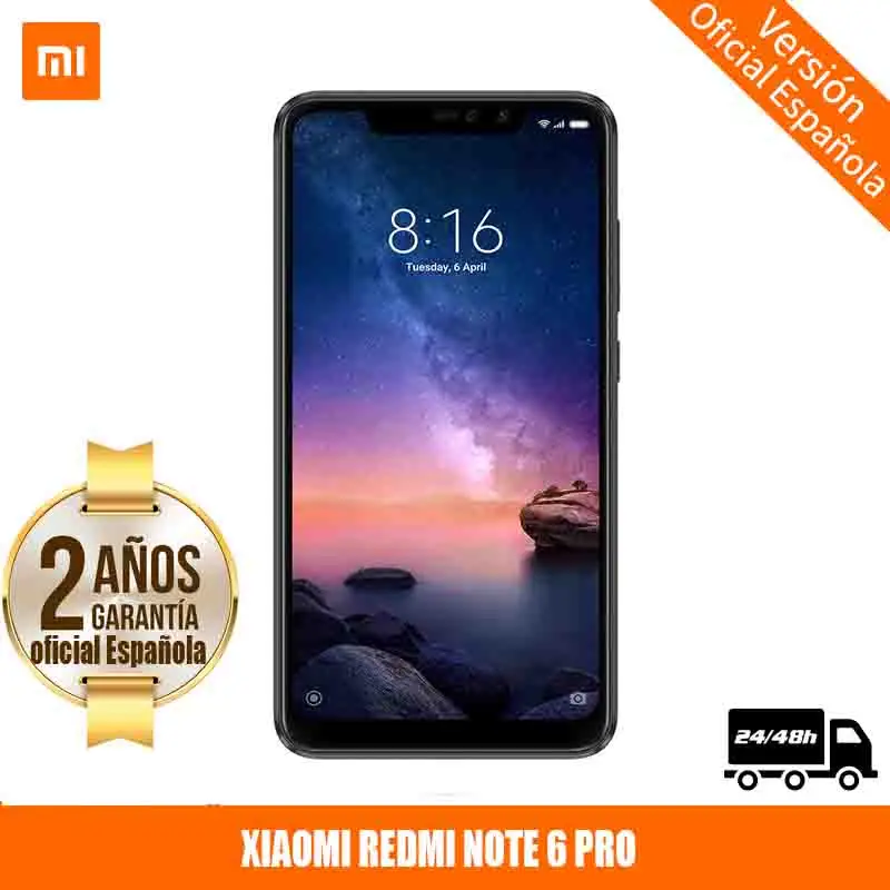  [Official Spanish Version Warranty] Xiaomi Note Redmi 6 Pro Smartphones 6.26 ”Screen notched 3 hard