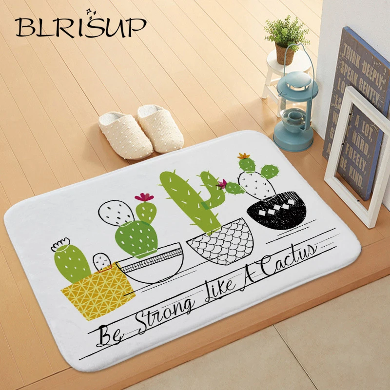 

BLRISUP Green Plant Cactus Floor Mat Absorbent Non-slip Doormat Carpet Kitchen Door Mat Modern Floors Mats For Living Rooms