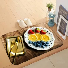 Еще коричневые деревянные золотые тарелки ломтик фруктов 3d узор принт Противоскользящий моющийся половик домашний декор Entryway кухонный коврик
