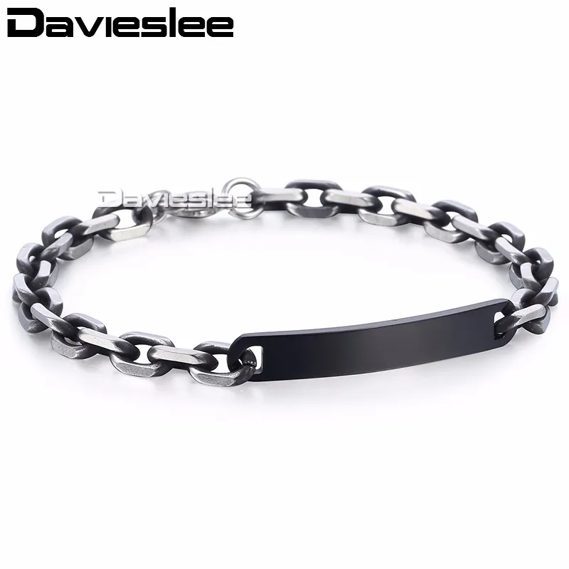 Davieslee Boys Mens Chain Bracelet Stainless Steel Cut Cable Link