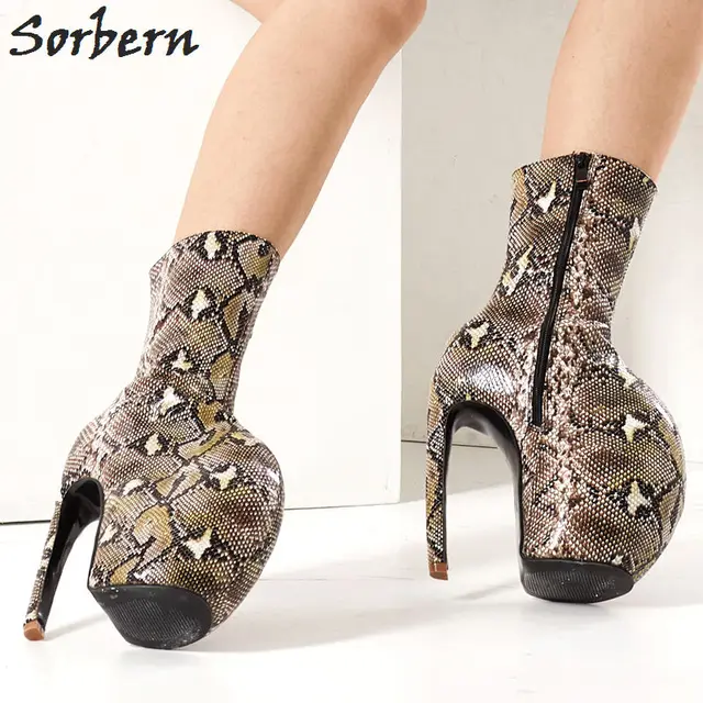 Buy Sorbern Serpentine Print Med Calf Boots Lady Gaga