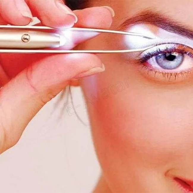 

Make Up Tool LED Light Eyelash pinzas cejas Eyebrow Hair Removal Tweezers pinzette Stainless Steel pinzas de depilar con luz