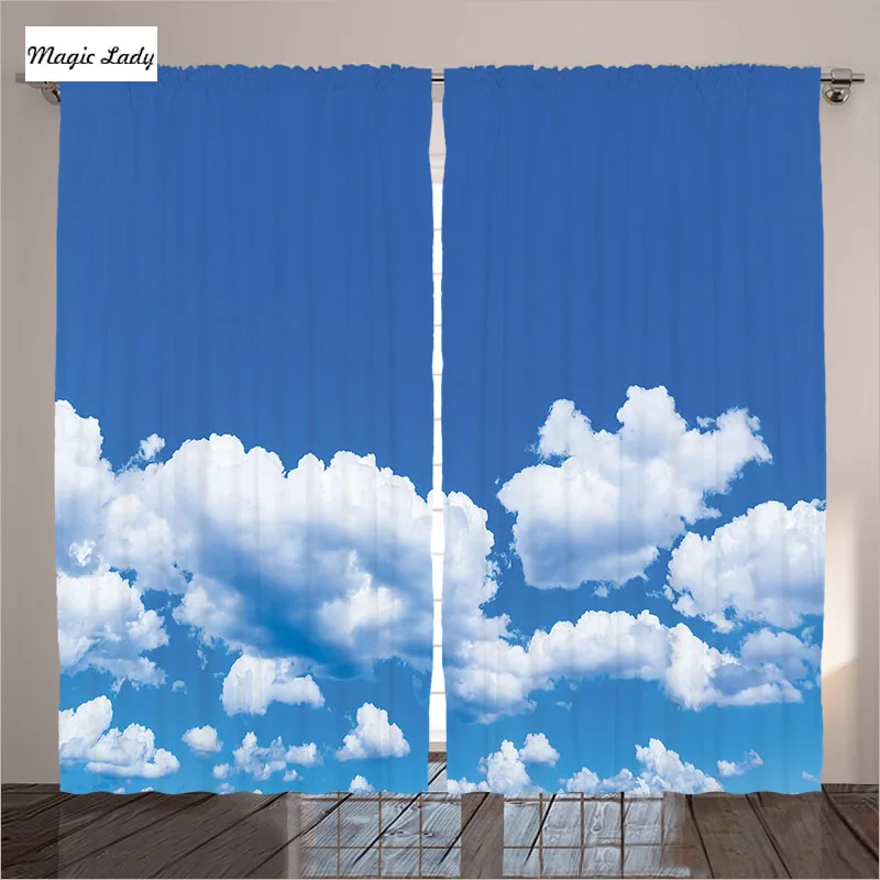 Window Curtains Living Room Bedroom Floating Cloud Sky Sunny Day