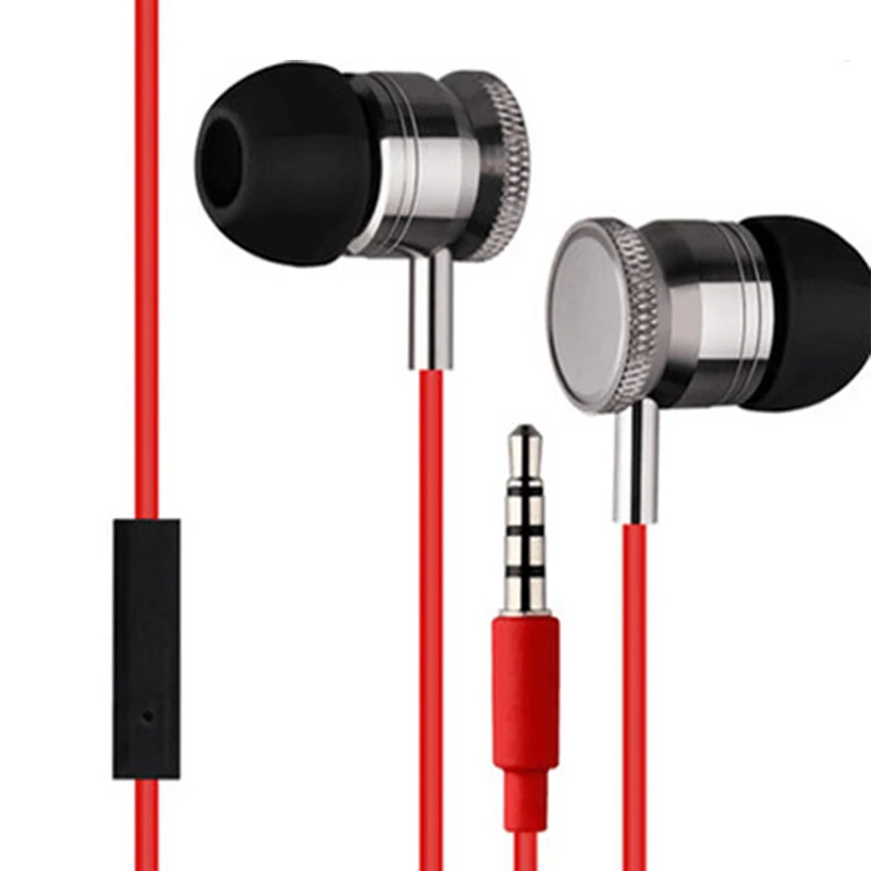 

Handsfree Metal Earphones 3.5mm In Ear Wired Ear Phones Headphones With Mic Earbuds Headset For xiaomi iphone Phone MP3 player