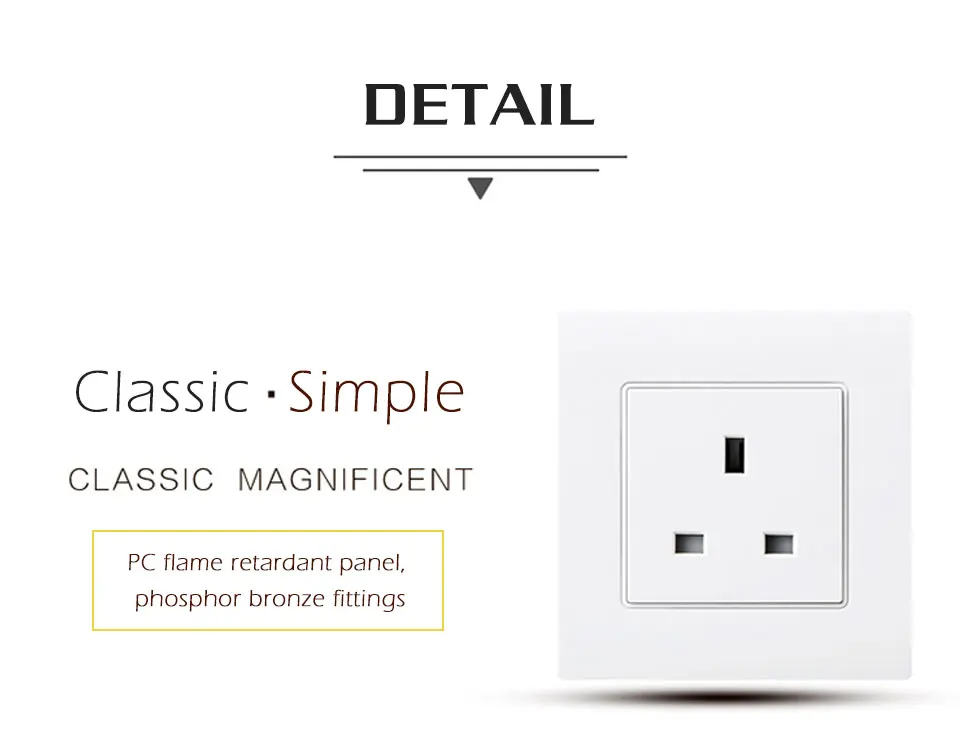 2018 New UK Wall Power Socket Electrical Outlet Switched AC 110-250V 13A British Standard Home Outlet Panel outlet power Charger (6)