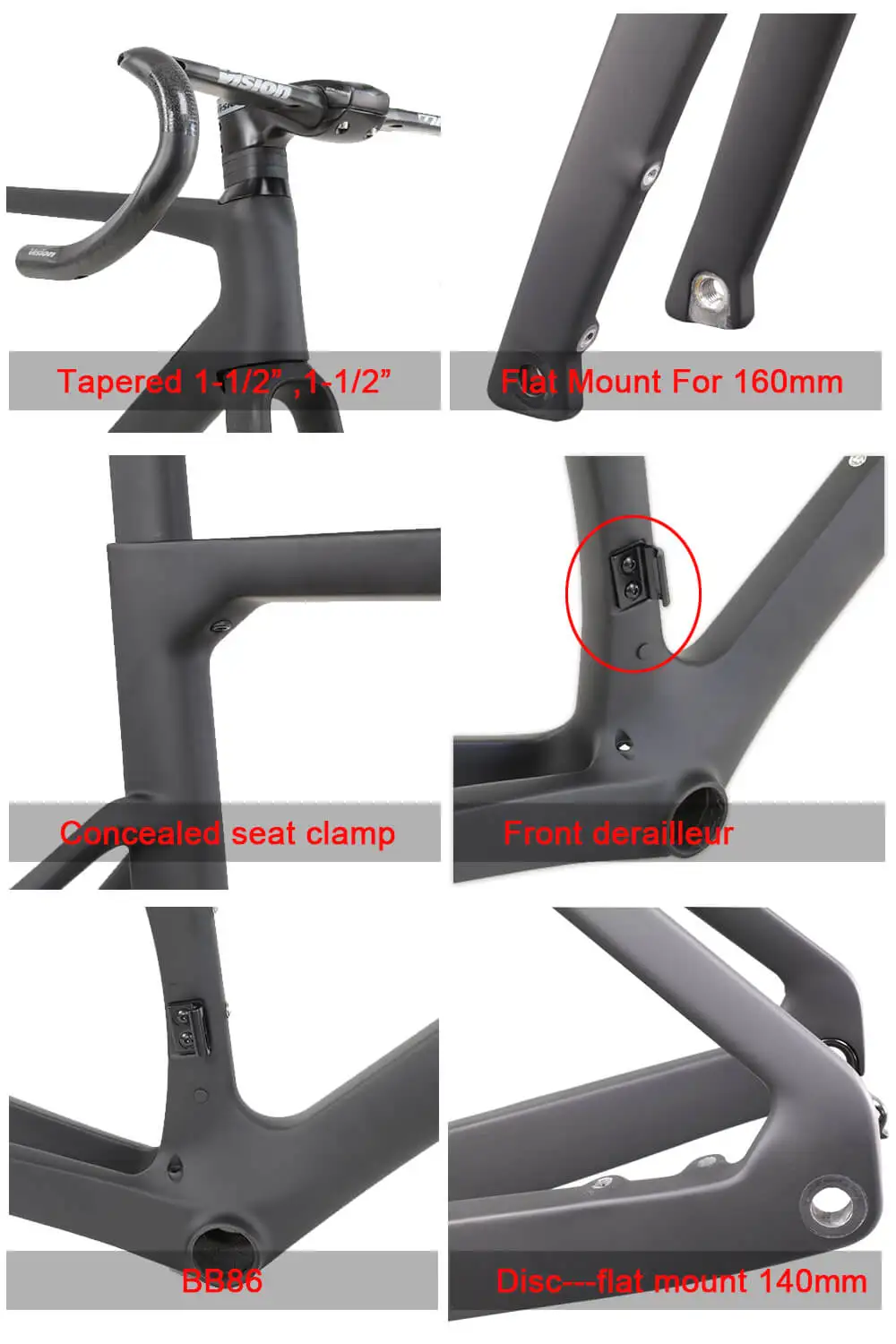 Sale All Internal Cable Carbon Disc Brake Flat Mount Road Bike Disc Frame A9 10