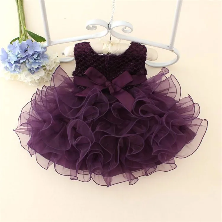 Летнее торжественное платье для новорожденных; фиолетовое бальное платье без рукавов для крещения; одежда для маленьких девочек на первый день рождения