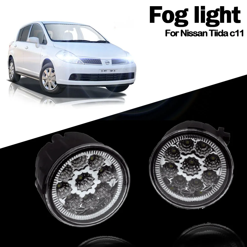 

2pcs For NISSAN Tiida Hatchback C11X 2007-2010 2011 2012 Car Styling Front Fumper LED fog Lights high brightness fog lamps H11