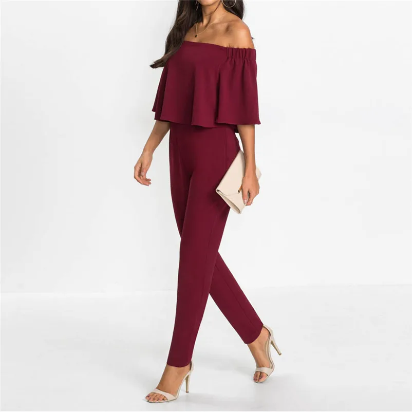 Fashion summer jumpsuit woman 2018 Off Shoulder Sleeveless Beach Jumpsuit Ladies Beach Romper Trouse pantaloni siamesi A23#N (14)