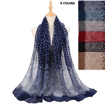 

ZFQHJJ 10pcs/lot Retro Vintage Flower Dots Print Cotton Linen Scarf Soft Thin Voile Long Pashmina Shawl Beach Wear Pareo Sarong