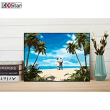 Пара на побережье картина живопись по номерам, DIY картина маслом, акриловая краска по номерам на холсте для домашнего декора