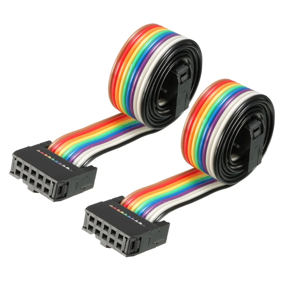 

Uxcell 2pcs IDC 10/16 Pins 43/48/66cm Long 2.54mm Pitch Wire Flat Multicolored Flexible Rainbow Color Ribbon Jumper Cable