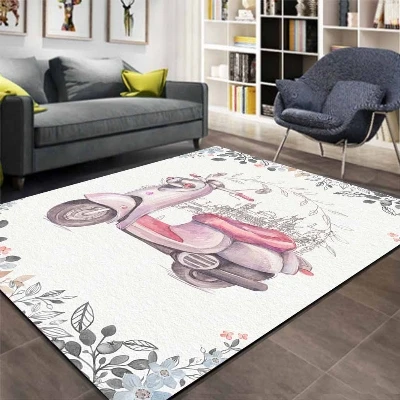 Else серый пол розовый мотоциклы серый цветочный 3d принт нескользящие микрофибры гостиной декоративные современные моющиеся области коврик
