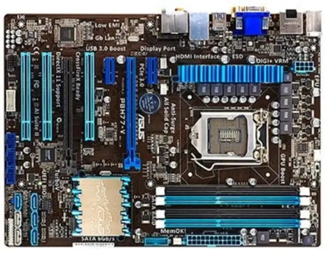 LGA1155 для ASUS 1155 оригинальная б/у настольная материнская плата H77 DDR3 USB3.0 SATA3 |