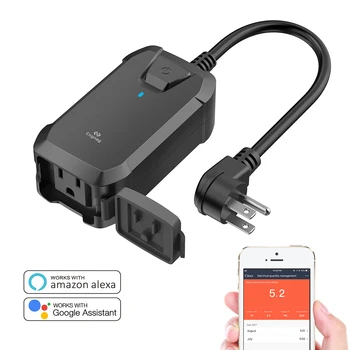 

Congnag Outdoor Wifi Outlet Socket,Smart Socket Waterproof IP44 Outlet Socket work with Alexa Enable APP and Voice Control