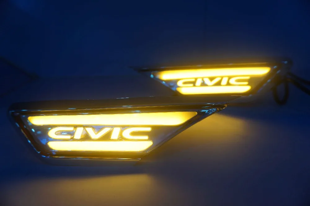 

Car Flashing 1 set For Honda Civic 10th 2016 2017 Turning LED Side Marker Light Fender Turn DRL Daytime Running Light Daylight